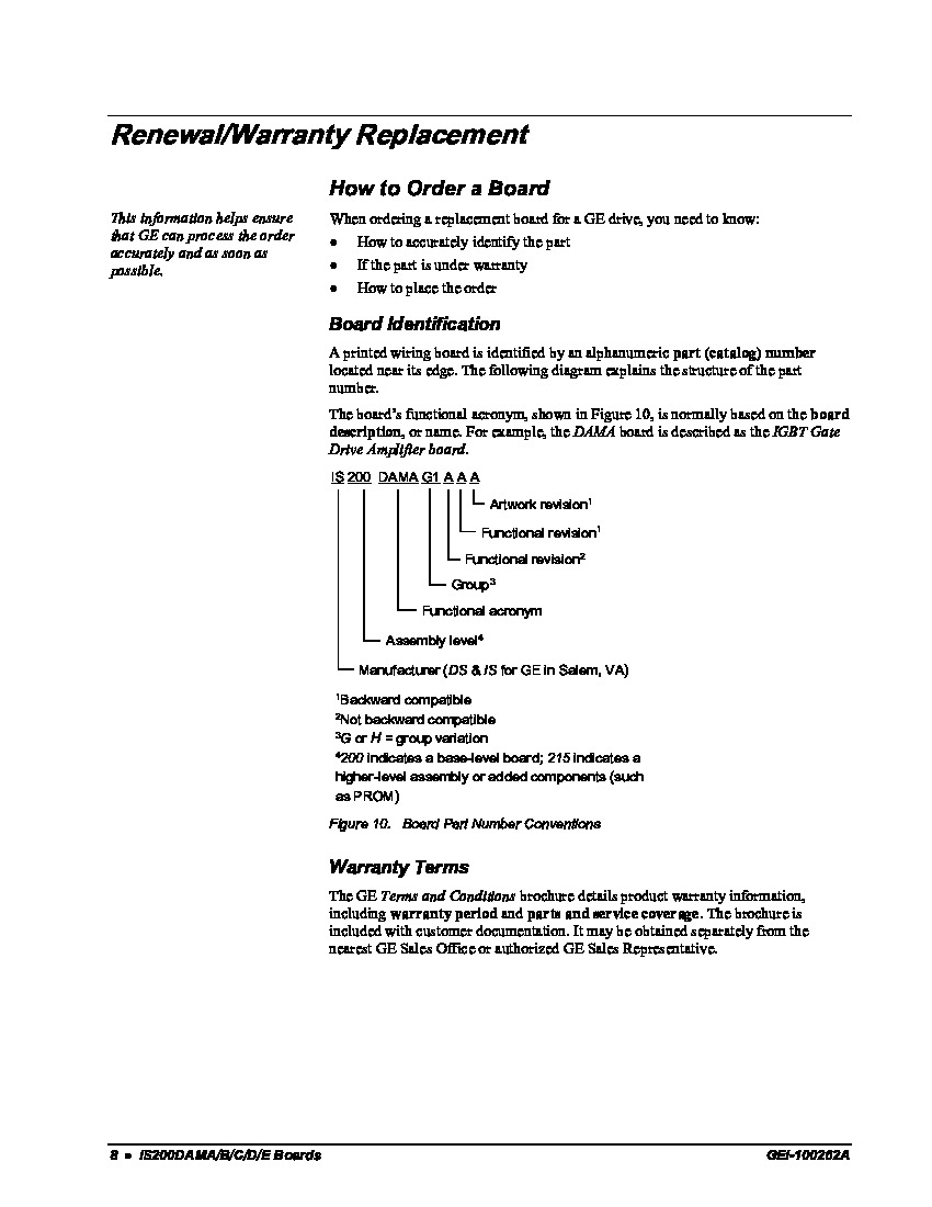 First Page Image of IS200DAMAG1B Gate Drive Amplifier Interface Board Renewal and Replacement Warranty.pdf